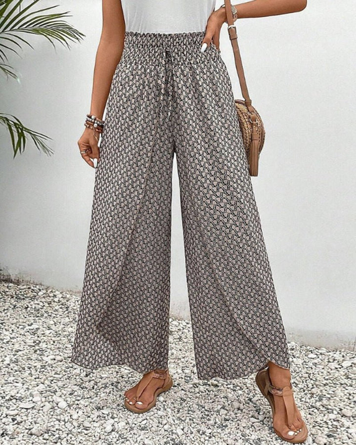 Darelle | Women's Printed Wide Leg Pants with Elastic and High Waisted