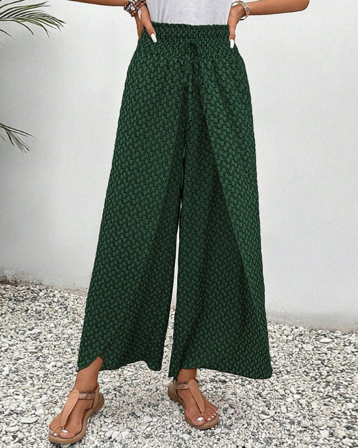 Darelle | Women's Printed Wide Leg Pants with Elastic and High Waisted