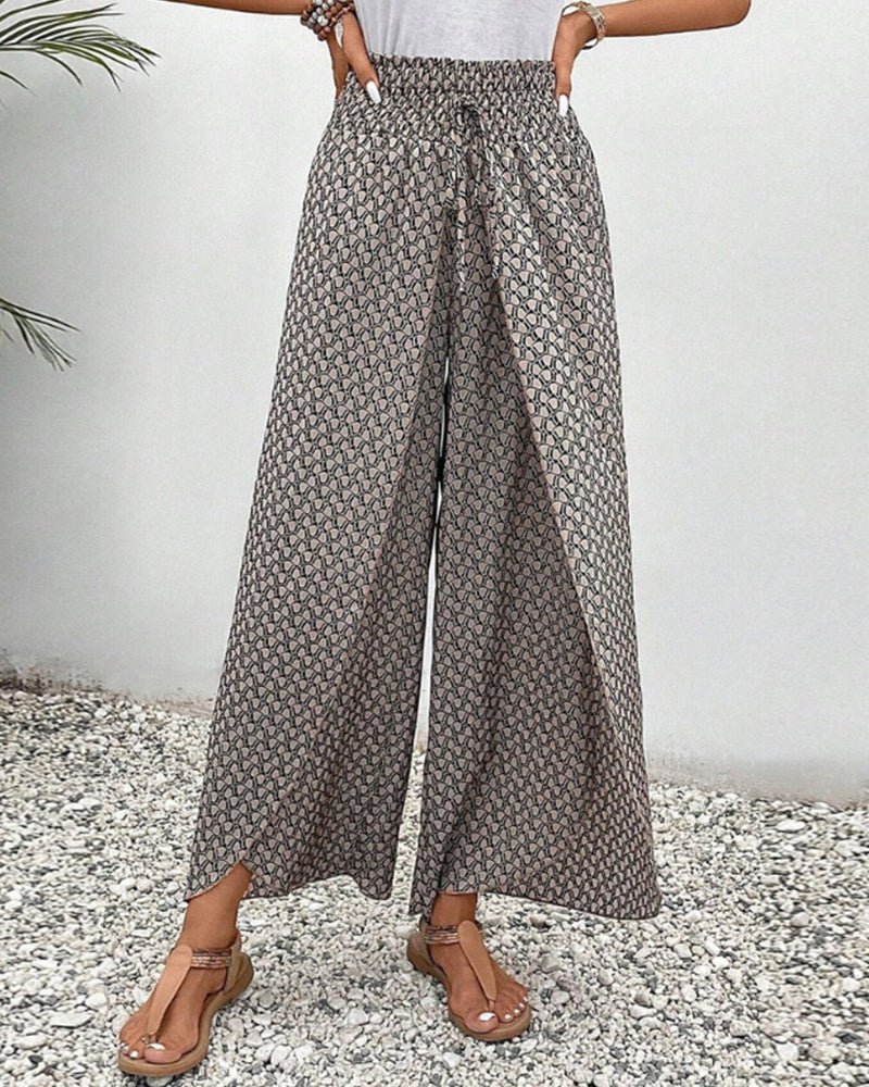 Darelle | Women's Printed Wide Leg Pants with Elastic and High Waisted