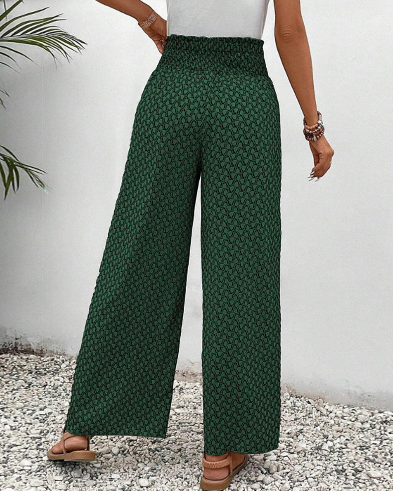 Darelle | Women's Printed Wide Leg Pants with Elastic and High Waisted