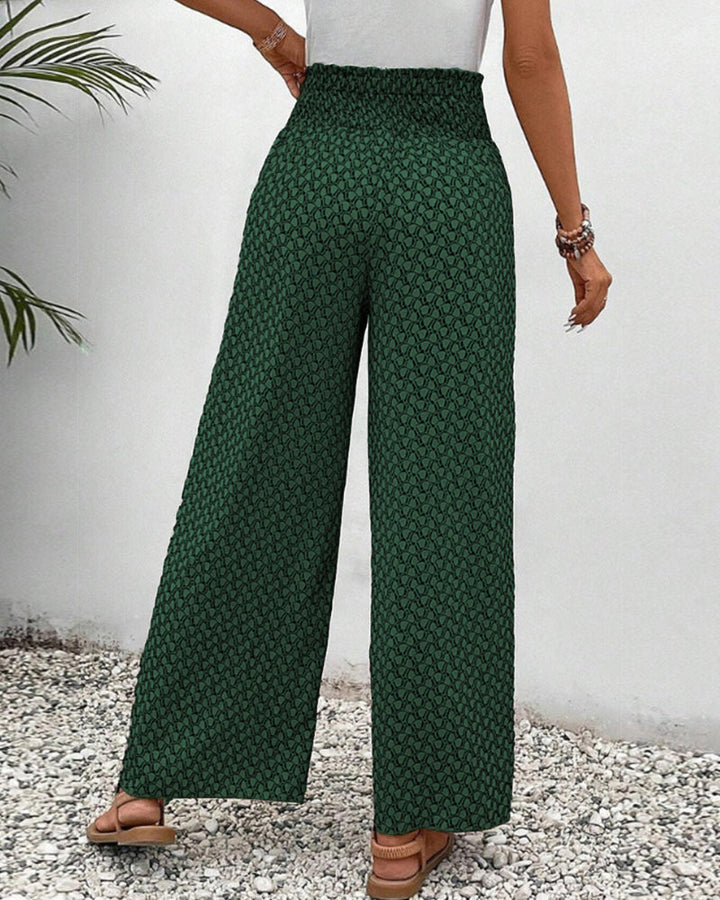 Darelle | Women's Printed Wide Leg Pants with Elastic and High Waisted