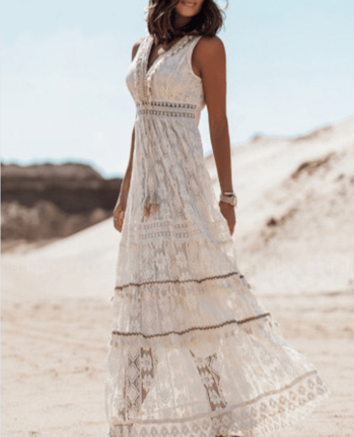 Corisse | Women's Boho Lace Maxi Dress with Sleeveless