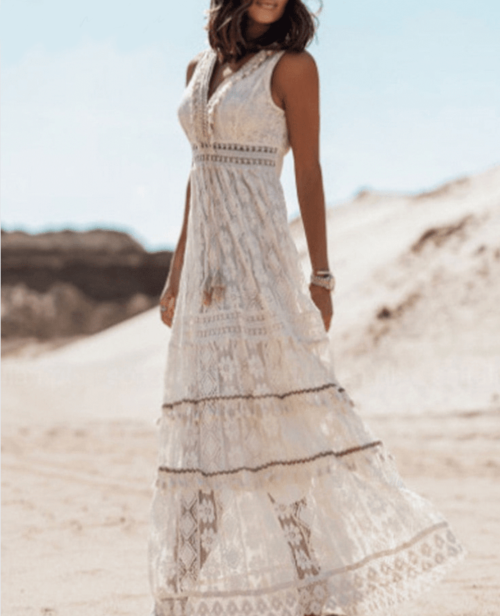 Corisse | Women's Boho Lace Maxi Dress with Sleeveless