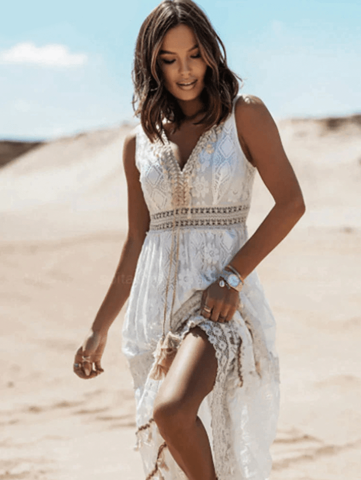 Corisse | Women's Boho Lace Maxi Dress with Sleeveless