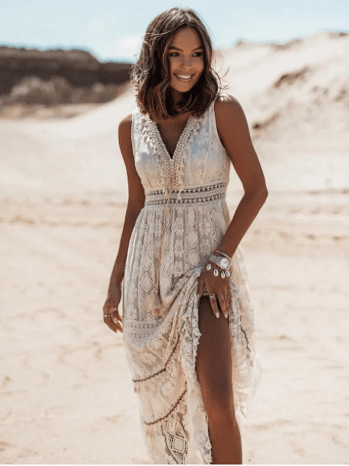 Corisse | Women's Boho Lace Maxi Dress with Sleeveless