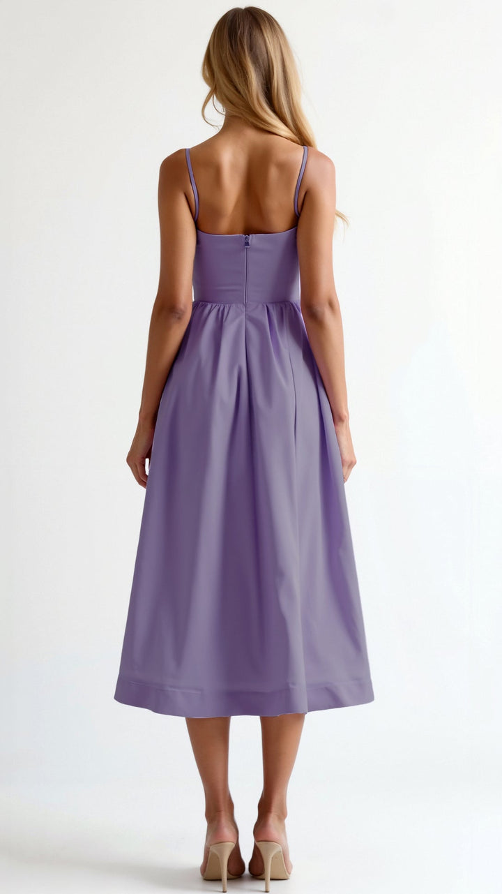 Elvara | Women's Sleeveless Spaghetti Strap Flared Midi Dress