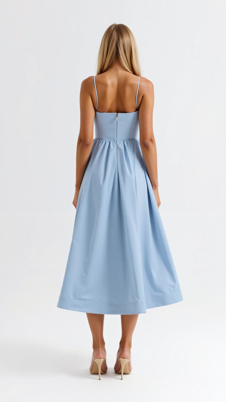 Elvara | Women's Sleeveless Spaghetti Strap Flared Midi Dress