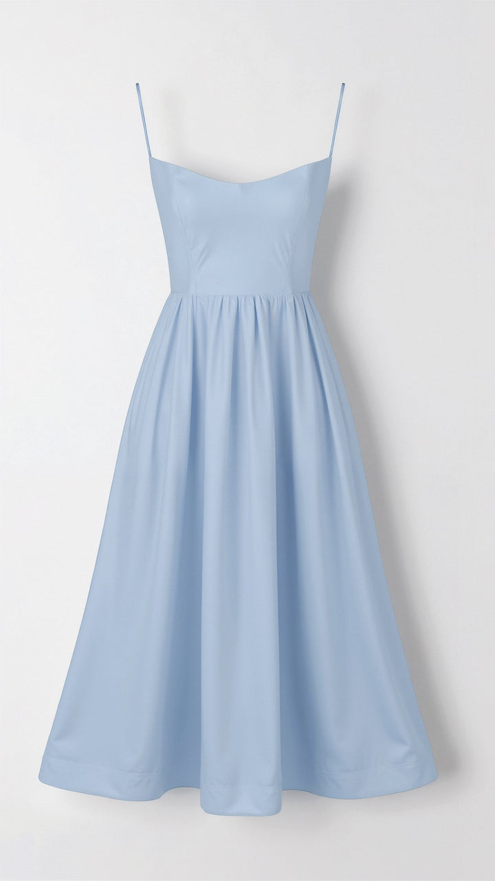 Elvara | Women's Sleeveless Spaghetti Strap Flared Midi Dress