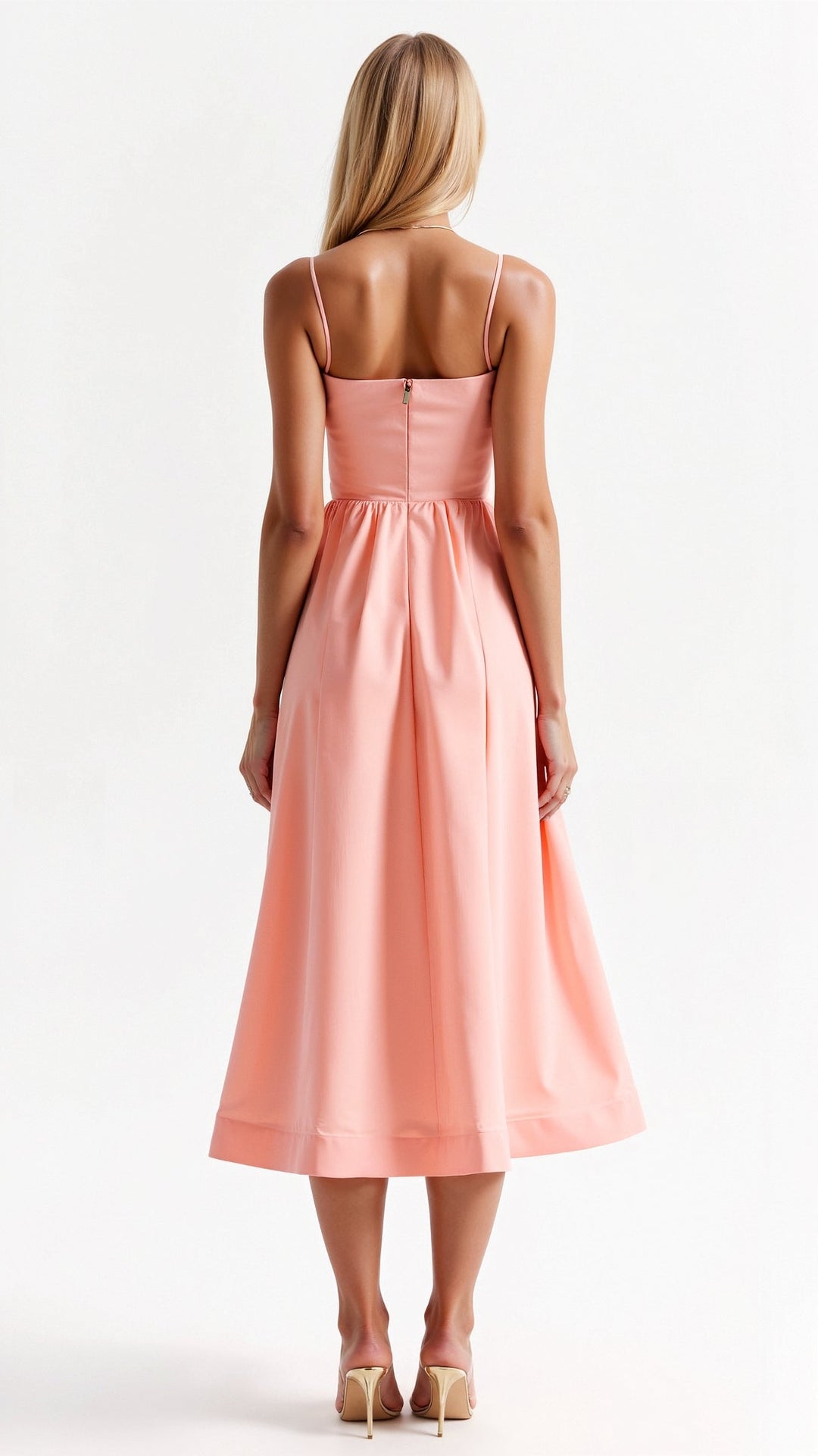 Elvara | Women's Sleeveless Spaghetti Strap Flared Midi Dress