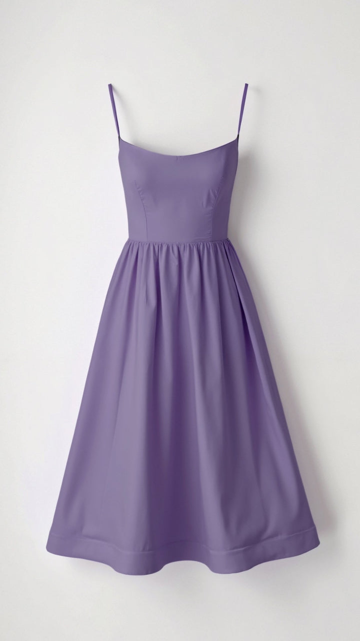 Elvara | Women's Sleeveless Spaghetti Strap Flared Midi Dress