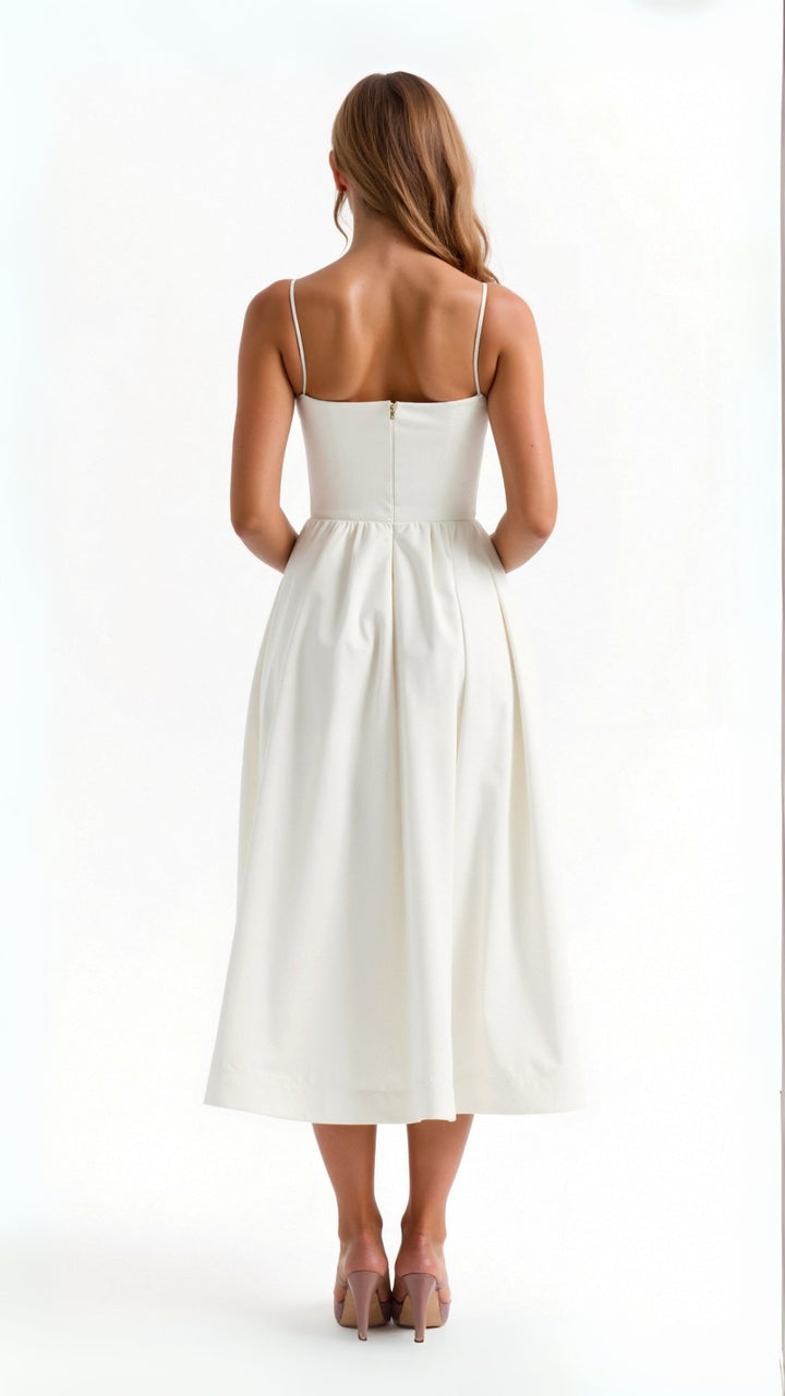 Elvara | Women's Sleeveless Spaghetti Strap Flared Midi Dress