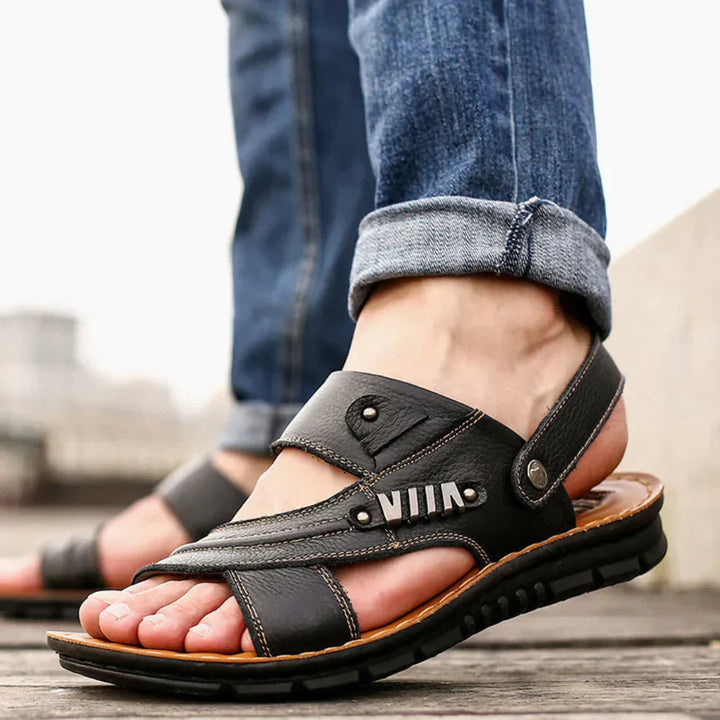 Gareth | Men’s Orthopedic Leather Sandals with Cushioned Sole