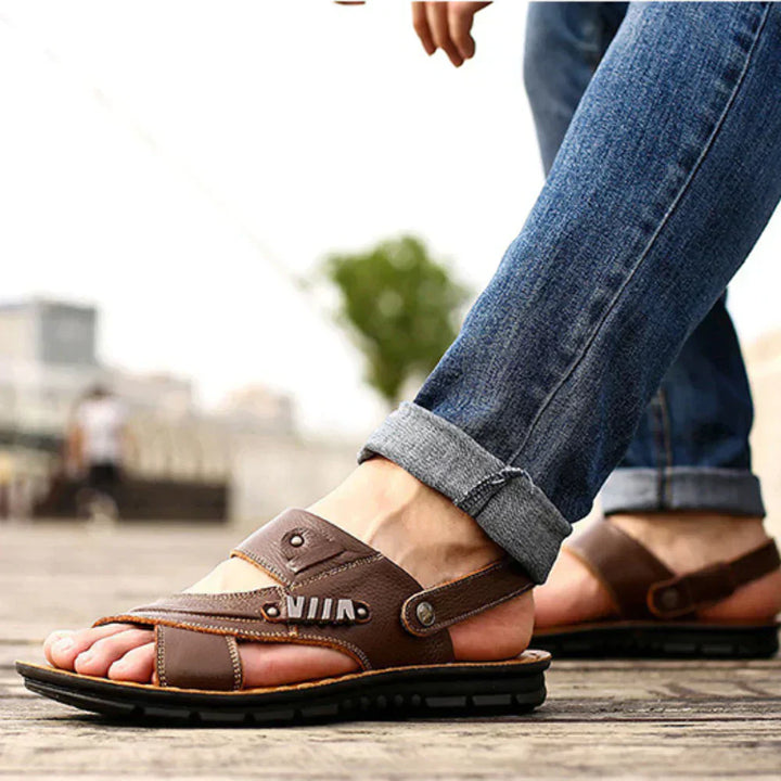Gareth | Men’s Orthopedic Leather Sandals with Cushioned Sole