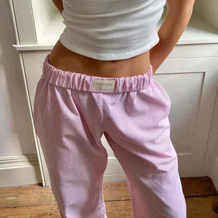 Talia | Women’s Linen Wide-Leg Pants with Elastic Waist