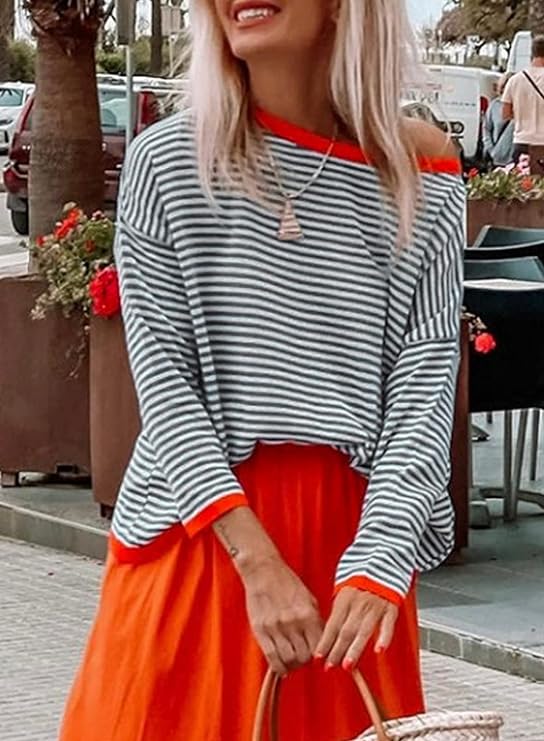 Celandine | Women’s Striped Sweater with Contrast Trim
