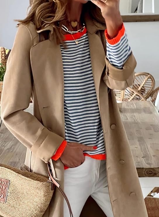 Celandine | Women’s Striped Sweater with Contrast Trim