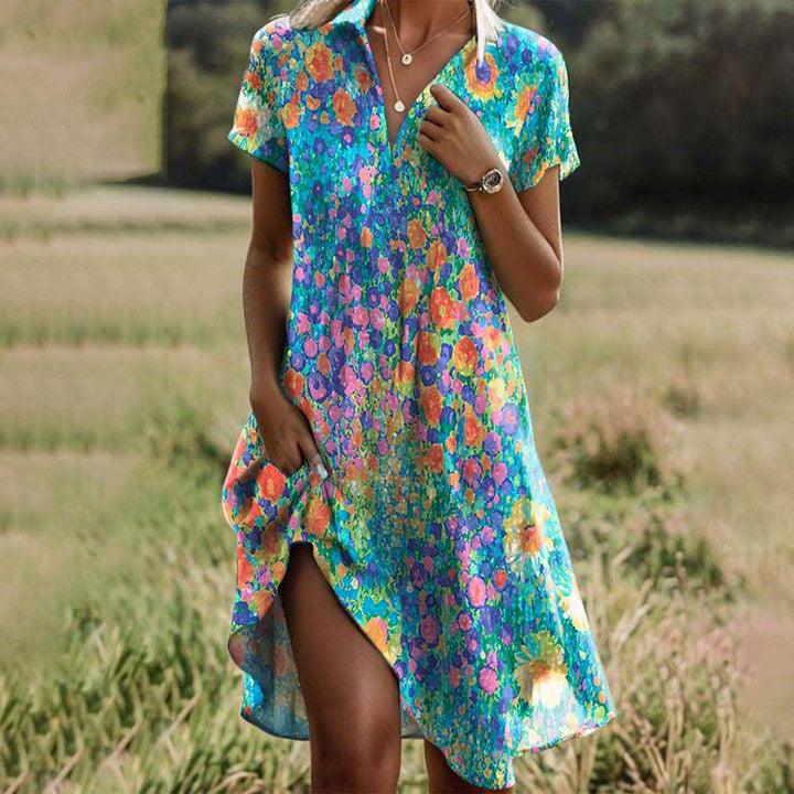 Rihanna | Women's Printed Mini Dress with Short Sleeves
