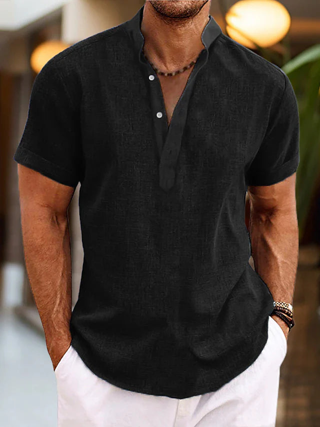 Caspian | Men’s Half Button-Up Shirt with Short Sleeves