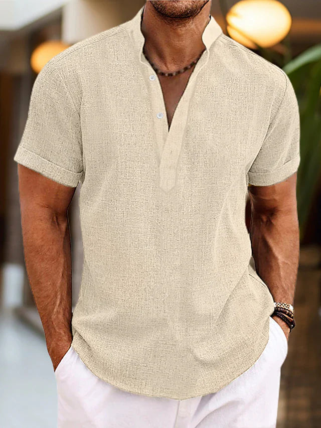 Caspian | Men’s Half Button-Up Shirt with Short Sleeves