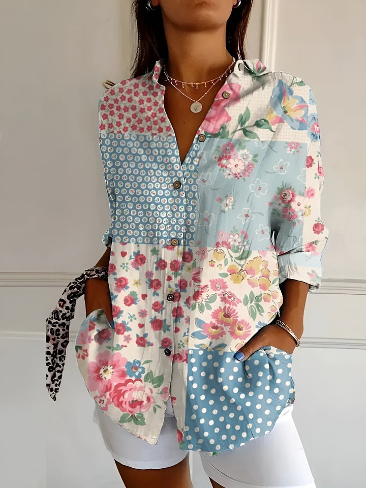 Camila | Women’s Long Sleeve Button-Down Shirt with Prints