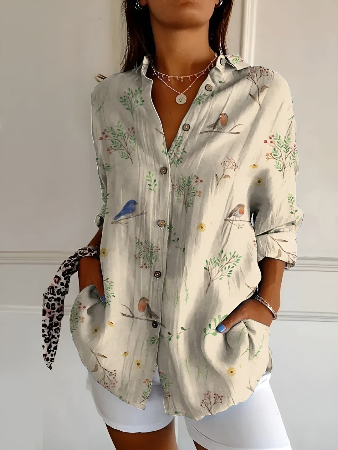 Camila | Women’s Long Sleeve Button-Down Shirt with Prints