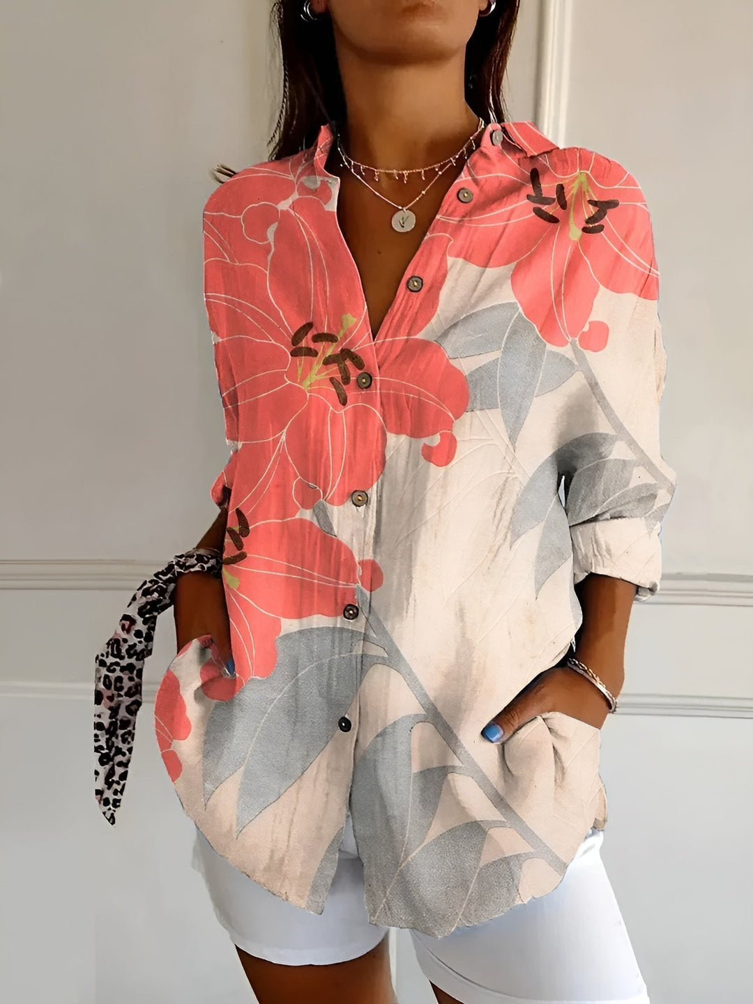 Camila | Women’s Long Sleeve Button-Down Shirt with Prints