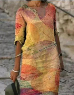 Vanessa | Women's Printed Mini Dress with V-neck and Short Sleeve